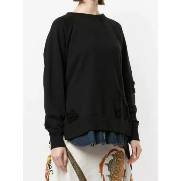 Mihara Yasuhiro Distressed Black Sweatshirt Denim - Picture 2 of 8